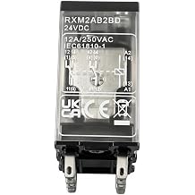 RXM2AB2BD 24VDC Coil 12A DPDT 2CO Plug-in Relay, 8-Pin Flat Quick Connect Miniature Power Relay with LED Lockable Test Button, Compatible with Schneider Electric Harmony RXM/RXZE Sockets, 1 Pack