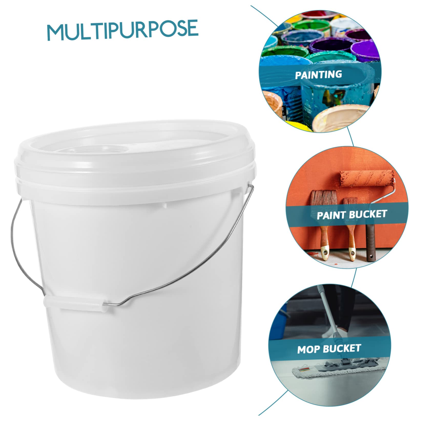 Tofficu Cubo de Pintura Blanco de 10 litros con Tapa Ligera de Hdpe para Almacenamiento Seguro y Fácil Uso en Proyectos de Pintura