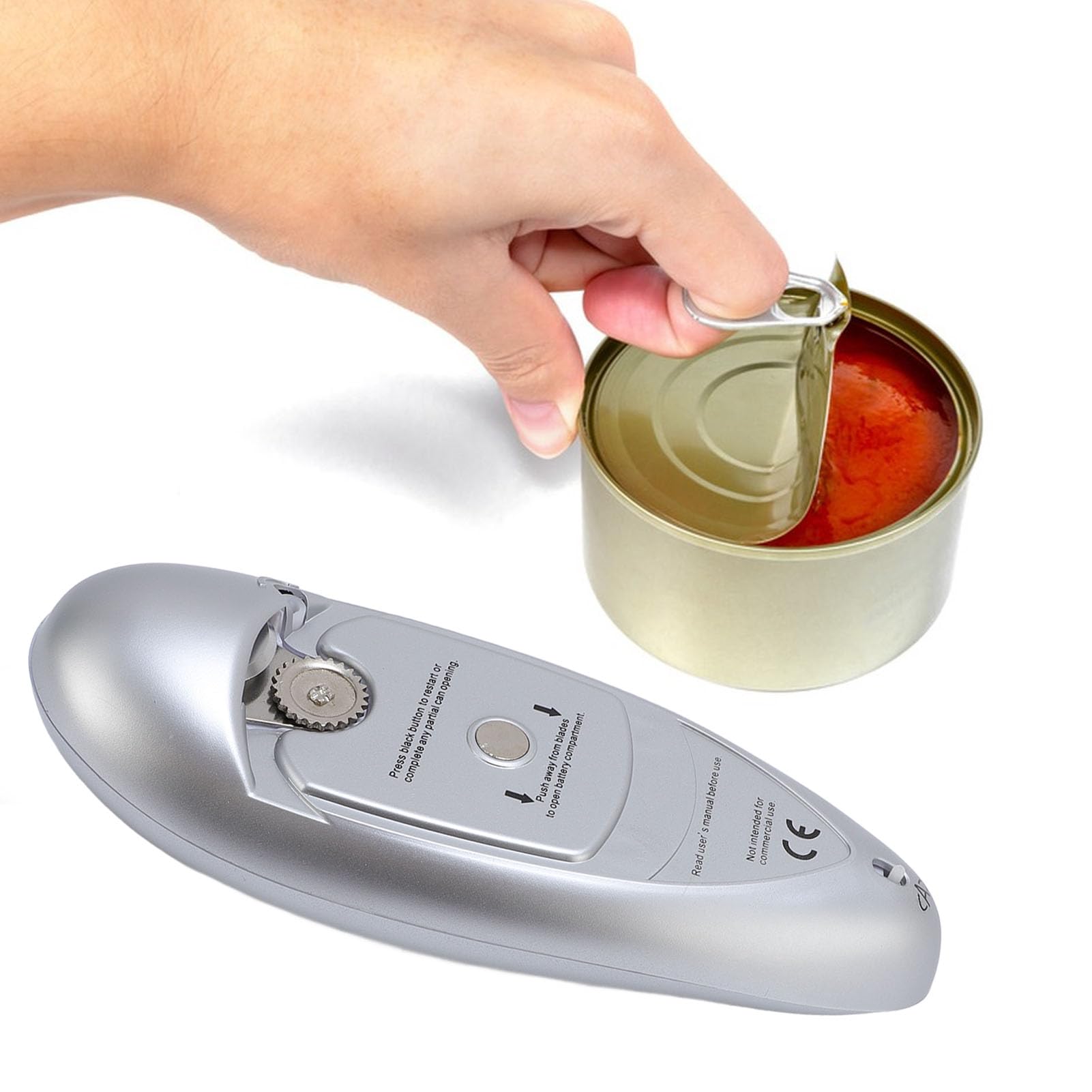 YUYTE Abrelatas eléctrico a pilas, abrelatas automático, acero inoxidable, automático, con corte lateral, para cocina y hogar