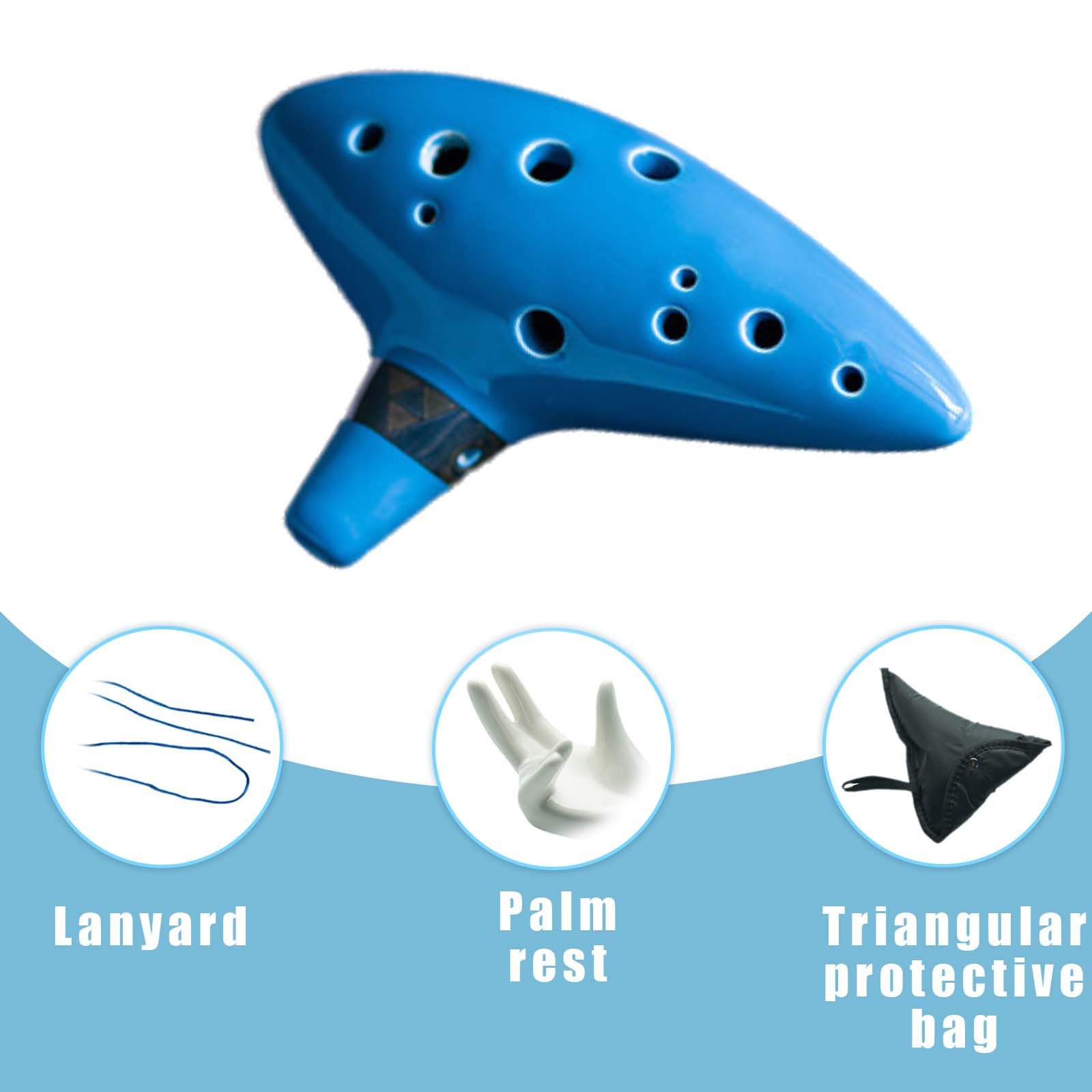 Zelda Ocarina en céramique 12 trous Alto C, ocarina en céramique pour instruments de musique, ocarina of Time, livré avec repose-main, housse en tissu, partition et corde, pour les amateurs