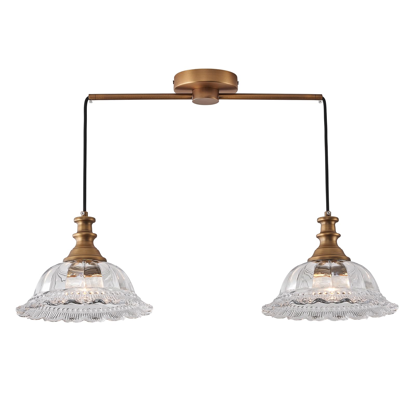 HDDFL Vintage 2 Light Pendant Light Fixtures Modern Glass Hanging Lights with Adjustable Cord for Kitchen Island Dining Room Living Room Hallway