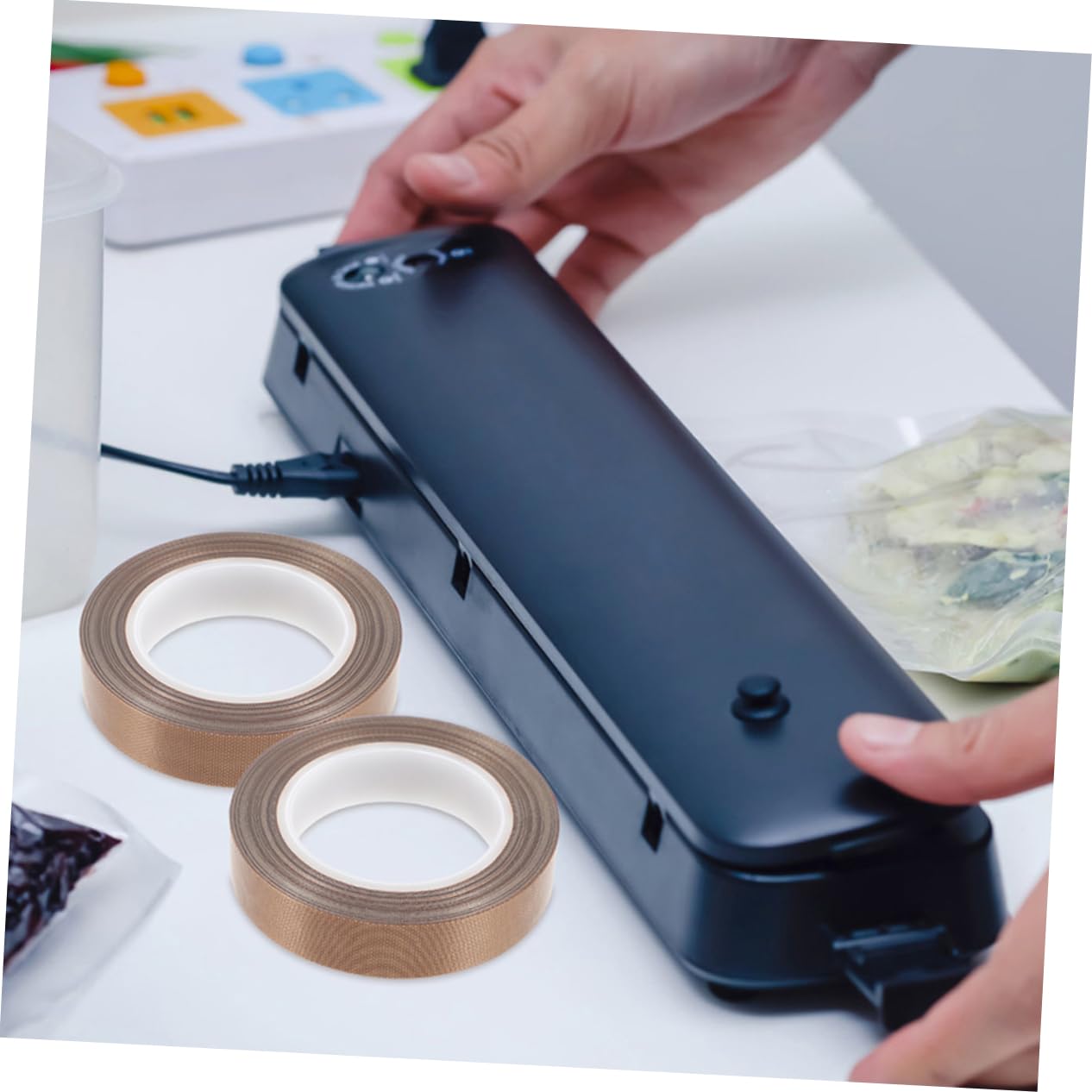 2 Rolls High Temperature PTFE Sealing Tape Each Thick Heat Insulation Tape for Vacuum Sealer Machine Wear Resistant Sealer for Packaging and Electronics