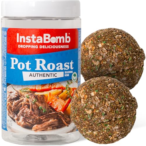 Pot Roast Bombs - 2 Bombs per Jar, feeds 12! InstaBomb Meal Bomb has all herbs and spices for delicious American Pot Roast with over 15 different herbs and spices. Just add water! Set it and forget it! Vegan Friendly. Slow Cooker, Instant Pot, Stove Top.