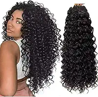 Cabelo Cacheado Orgânico Para Crochet Braid - 320gr 75cm Idêntico ao Cabelo Humano Fibra Premium(Preto)