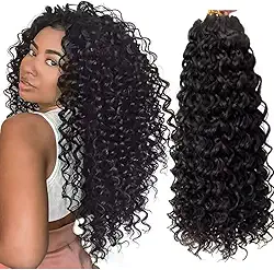 Cabelo Cacheado Orgânico Para Crochet Braid - 320gr 75cm Idêntico ao Cabelo Humano Fibra Premium(Preto)