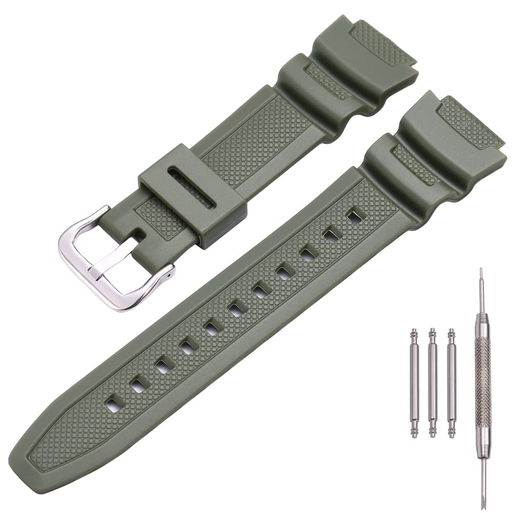 MCXGL Correa de repuesto de resina natural compatible con Casio W218H W-219H AE1200WH AE-1300WH W800H SGW-300H F-108WH, correa de goma impermeable