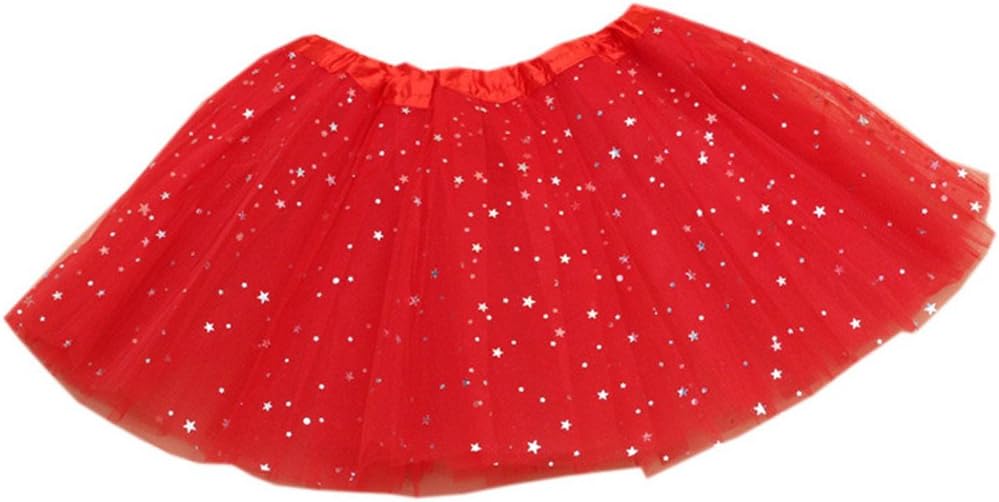 Waboats Girls' Tutu Glitter Dance Ballet Triple Layer Soft Tulle Skirts