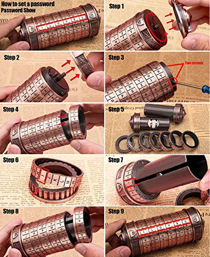 Image of Cryptex Da Vinci Code Mini Cryptex Lock Puzzle Boxes with Special Compartments Anniversary Valentine's Day Romantic Birthday Gifts for Her Gifts for Girlfriend Box for Men