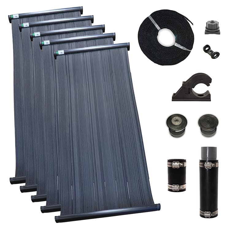 Sun-Swim SS412 DIY Solar Pool Heating System, Complete Kit Includes 4-ft x 12-ft x 1.5-in Panels and All Mounting & Connection Hardware ((5) 4'x12' -