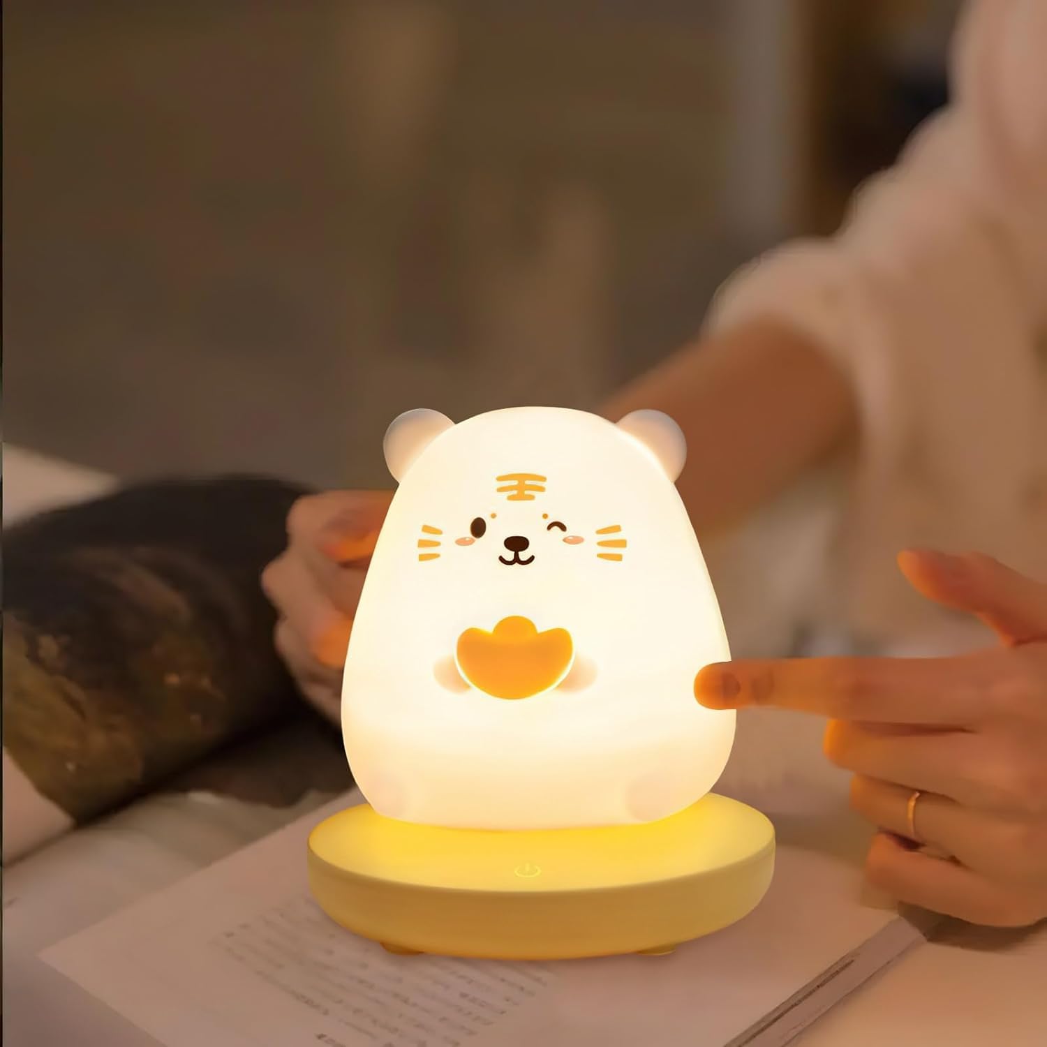 Luz nocturna de animales, linda lámpara de silicona for niños, luz nocturna de silicona suave, luz nocturna for niños, lámpara táctil LED USB, decoración de dormitorio for niños como regalo de cumplea