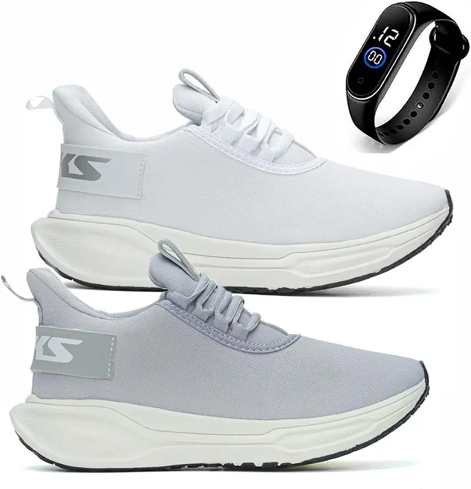 Kit 2 Tênis Unissex Leve Confortável Academia Caminhada Corrida + Relógio Digital