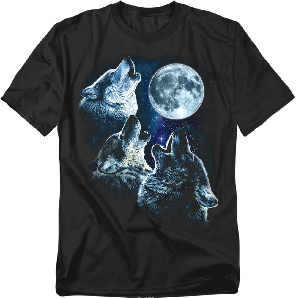 Popfunk Howling at The Moon Wolf Pack T Shirt – Mystic Nature Wildlife Tee for Men or Women, Unisex Adult