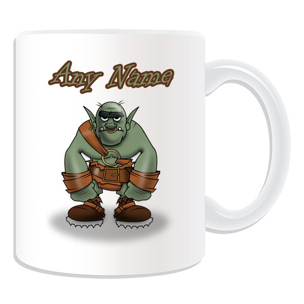 Unigift White Personalised Gift - Orc Mug (Fairy Tale Design Theme, ) - Any Name/Message On Your Unique - Goblin