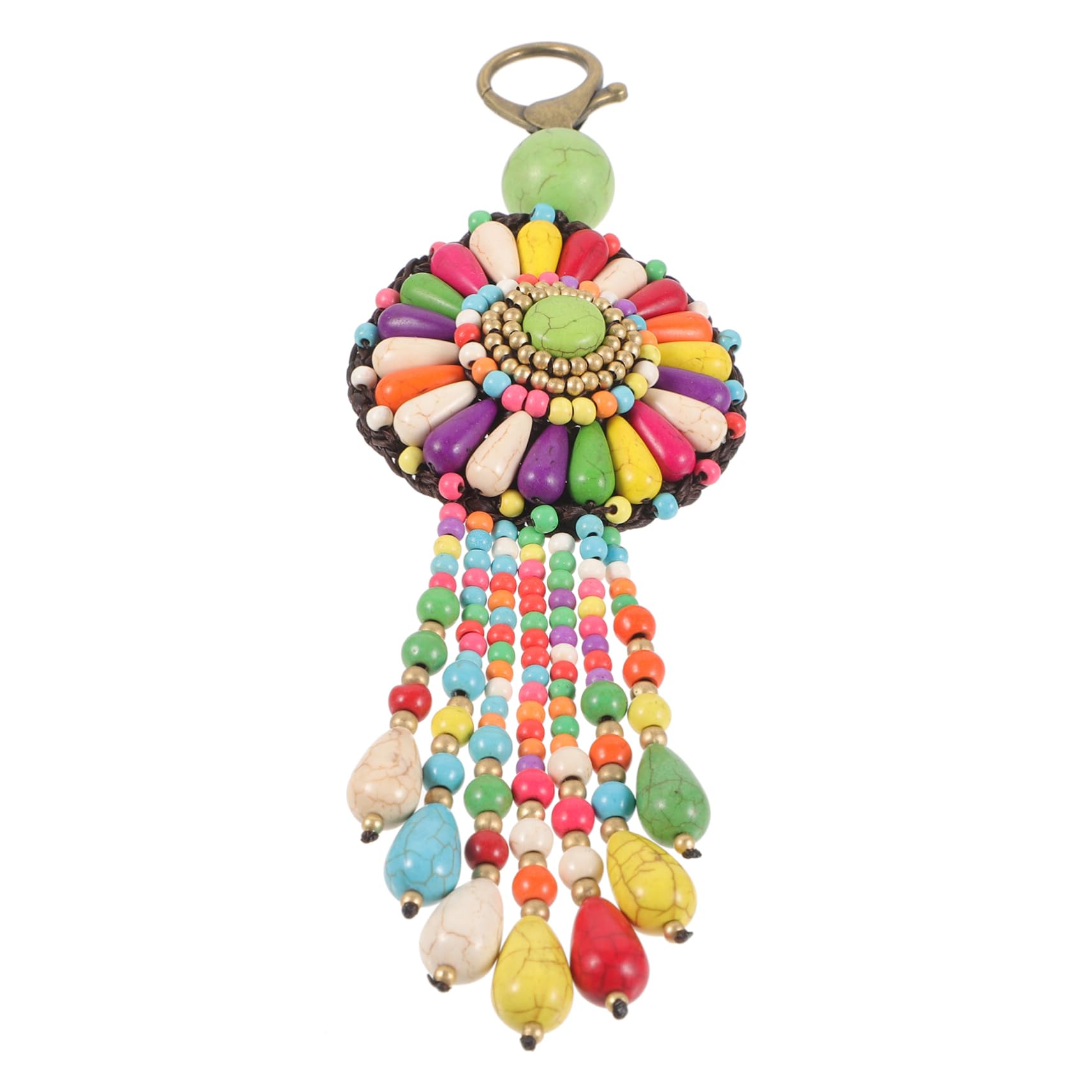 FOMIYES Handgefertigter Schlüsselanhänger Ethno Farbenfrohes Blumenmotiv Dekorativer Taschenanhänger für Frauen Einzigartiges Bohemian Design Verschenken Zufällige
