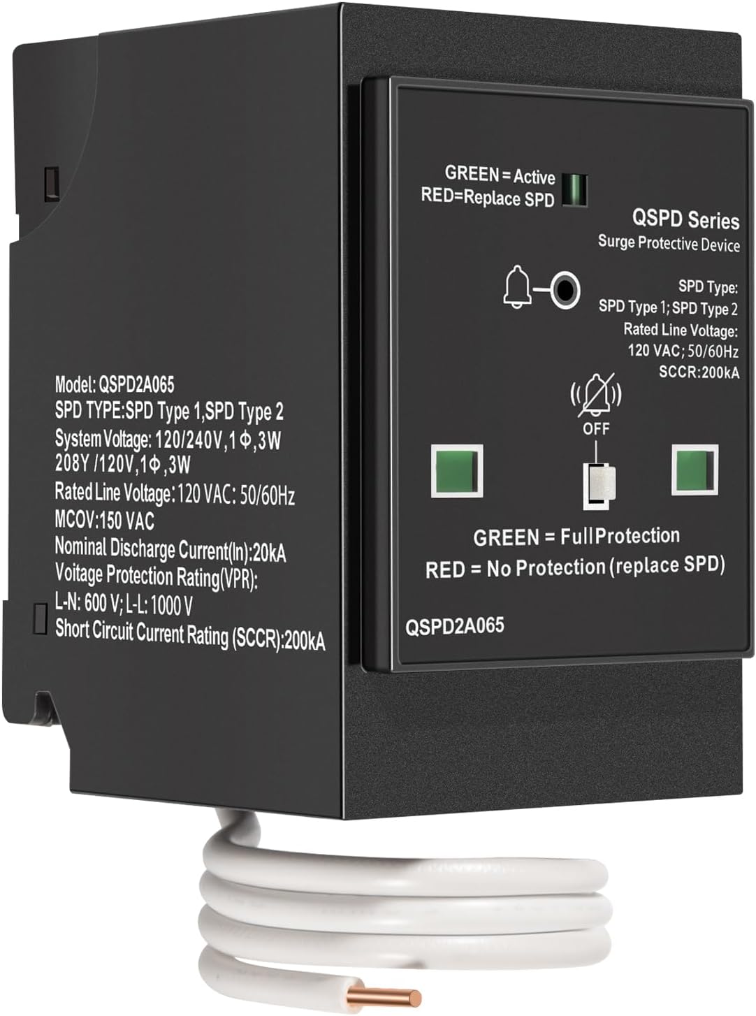Replacement for Siemens QSPD2A065P Plug-in Surge Protection Device, 2-Pole 65kA 120/240V, 1Ø, 3W, Fits Siemens Type QP Load Centers, Whole House Power Spike Protection, LED Indicator & Audible Alarm