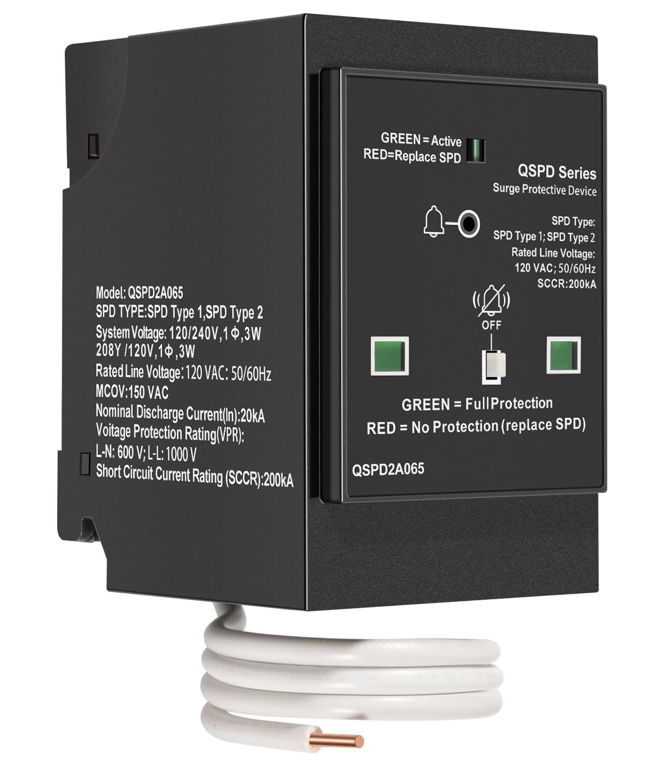 Photo 1 of Replacement for Siemens QSPD2A065P Plug-in Surge Protection Device, 2-Pole 65kA 120/240V, 1Ø, 3W, Fits Siemens Type QP Load Centers, Whole House Power Spike Protection, LED Indicator & Audible Alarm