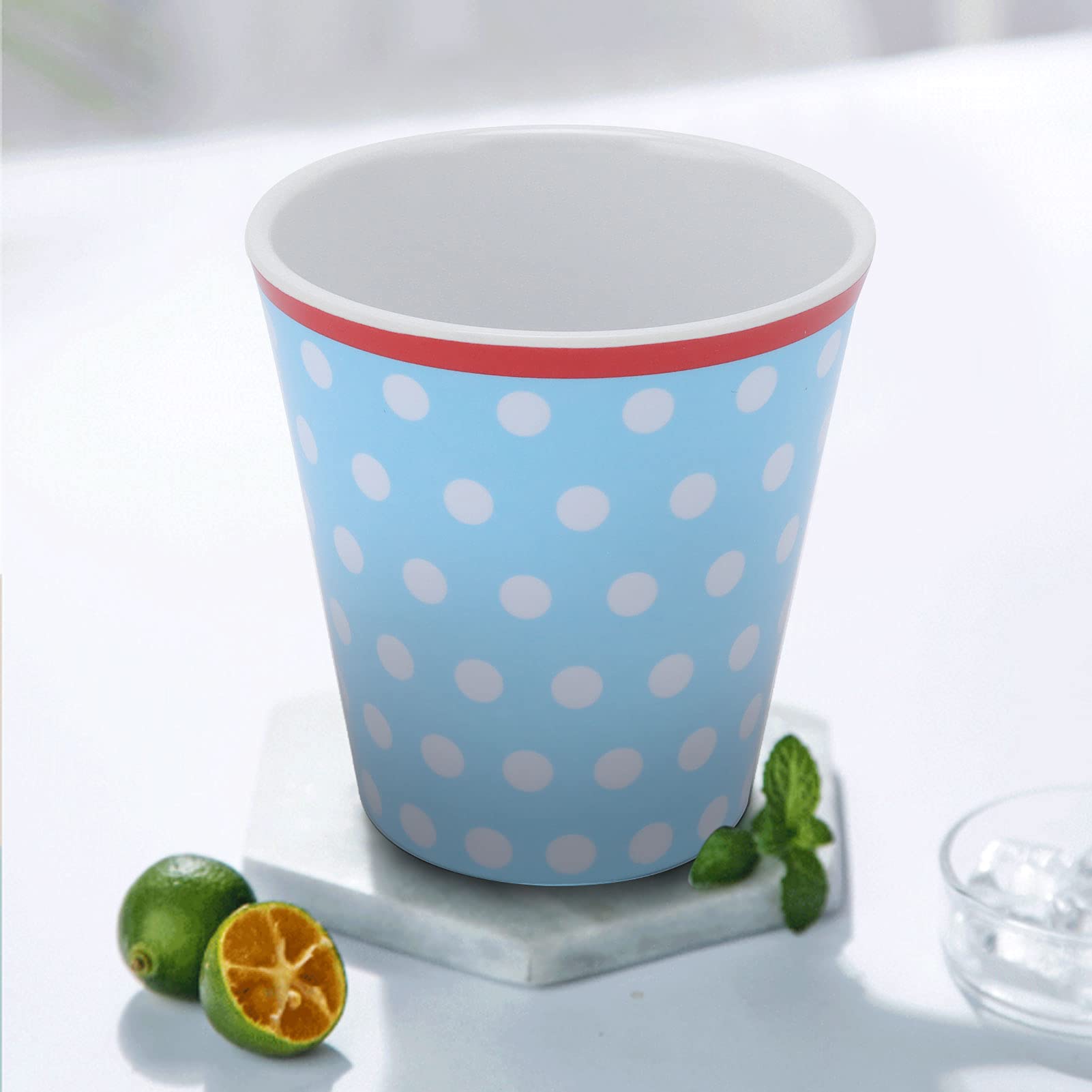 Taza con Patrón de Puntos Azul Claro de Melamina de para Regalo Escolar de Restaurante, Paquete de 12