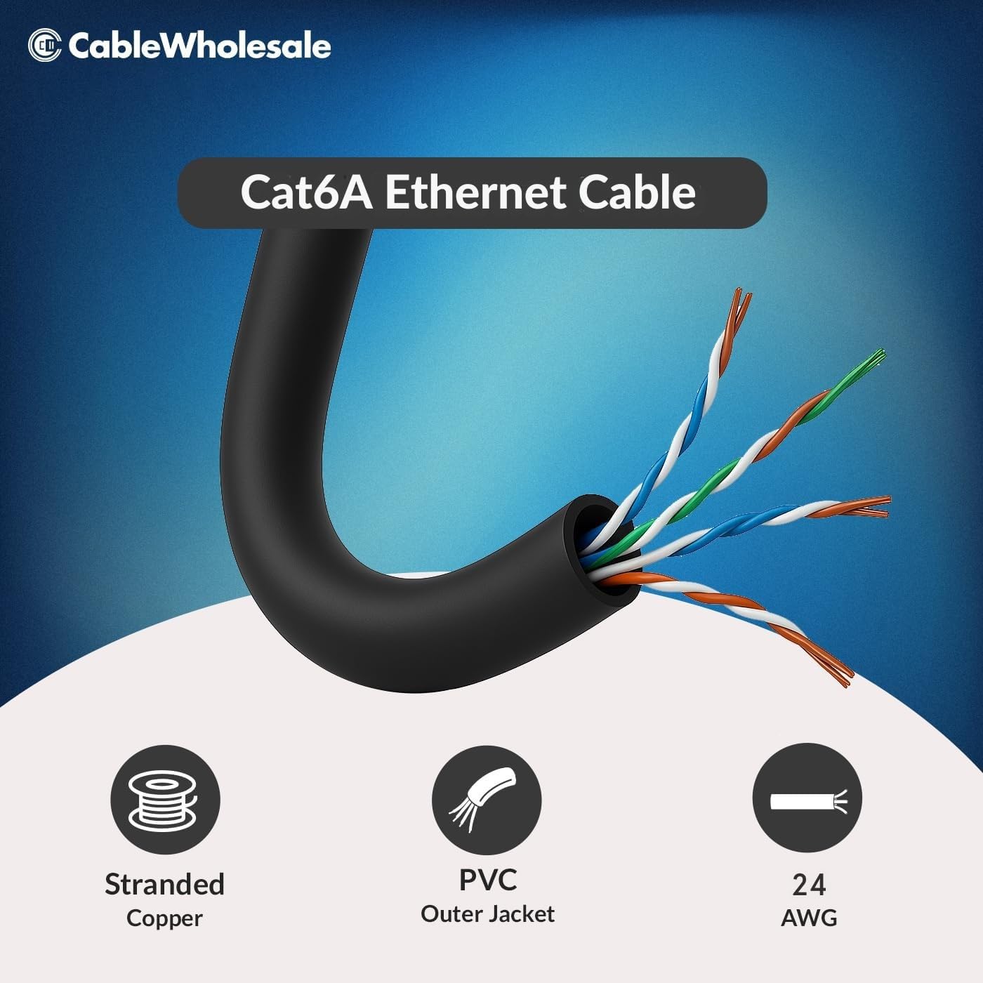 Cat6a Ethernet Cable Spool - High-Speed 500MHz for Networking, 10 Gigabit Stranded, 24AWG UTP (Unshielded Twisted Pair), 1000 Feet, Black