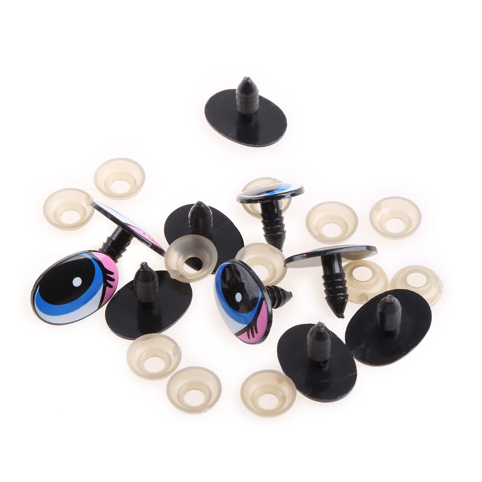 Zhouyqx As Shown 5 Pairs(10Pieces) Oval Blue Eyes Toy Puppets Dolls Eyes 24 X18mm