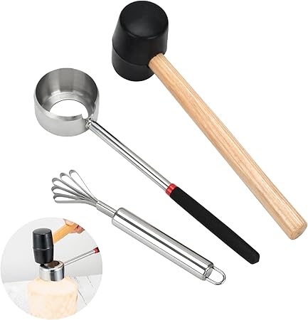 Coconut Opener Tool Set,Food Grade Coconut Opener,Coconut Scraper for Kitchens,Picnics