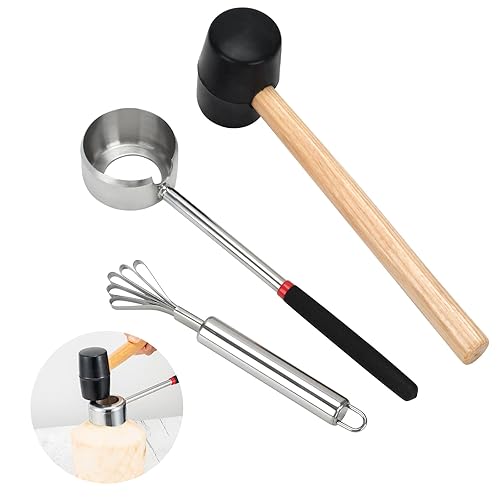 Coconut Opener Tool Set,Food Grade Coconut Opener,Coconut Scraper for Kitchens,Picnics