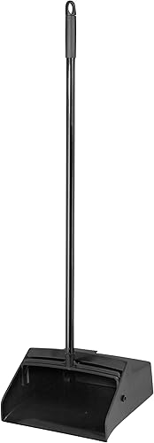 Superio NA Commercial - Recogedor delgado y duradero con ruedas, mango largo, color negro