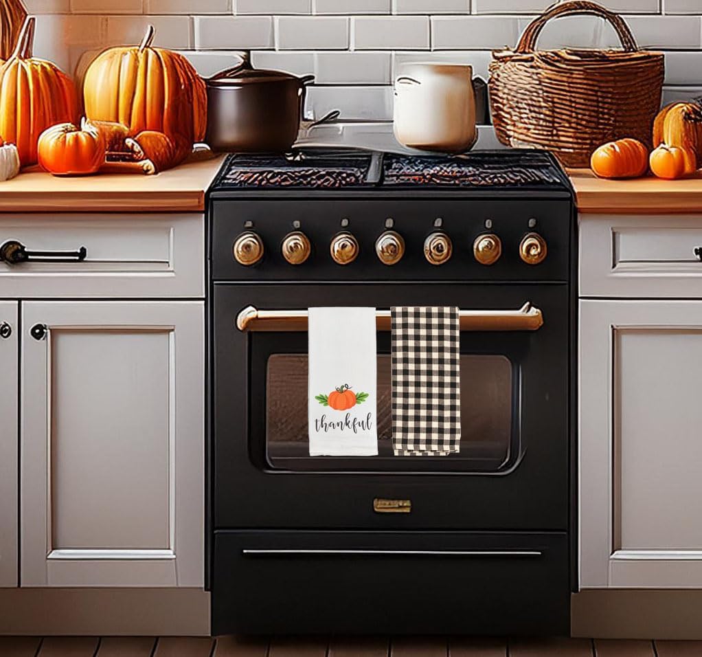 秋のキッチンタオルセット 感謝祭の秋のふきんセット 装飾用フラワーサックタオル8枚