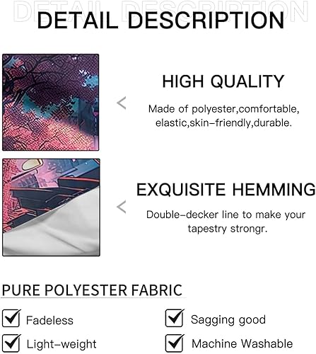 Miniatura 5 de Wicwuu Pósteres de tapiz de anime japonés para colgar en la pared, calles en la noche, decoración del hogar para sala de estar, dormitorio,