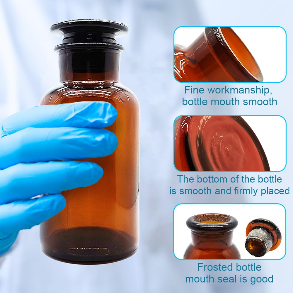 1 bottiglia trasparente in vetro borosilicato per reagenti da laboratorio (500 ml)