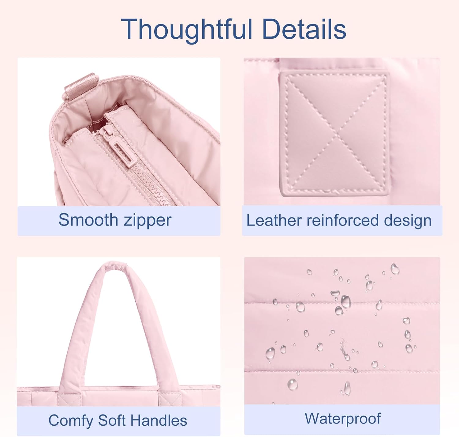 Tote Bag for Women Puffer Tote Bag Large Nurse Bags Shoulder Handbag with Zipper for Work Travel - Image 6