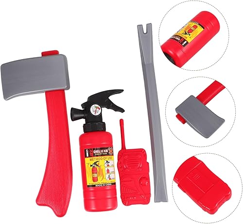 Miniatura 9 de Zerodeko 1 juego de 4 piezas de accesorios de bombero, disfraz de bombero, juego de rol, herramientas de bombero, extintor de incendios, juguetes de