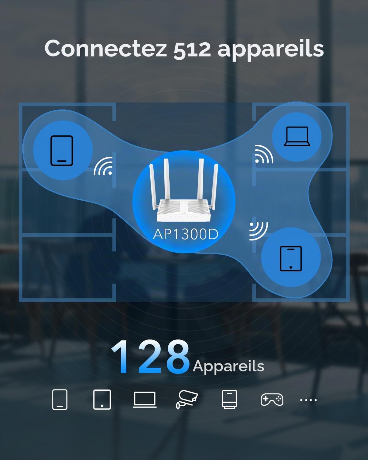 Cudy Point d'accès Wi-FI de Bureau AC1200, 4 antennes, AP1300D | WiFi 5 à 867 + 300 Mbps, 4 antennes à gain élevé, 1 port GbE PoE, adaptateur CC inclus, 50 clients, modèle C200P géré