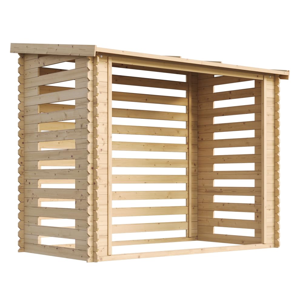 TIMBELA M202 Abri à bûches -​l146xL232xH199 cm/ 2.63 m2 - Abri De Stockage du Bois et Range bûches extérieur
