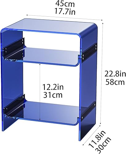 Miniatura 26 de Mesa de tocadiscos de acrílico con estante de almacenamiento, mesa auxiliar transparente (naranja, grande) Naranja,Negro -,Claro,Azul
