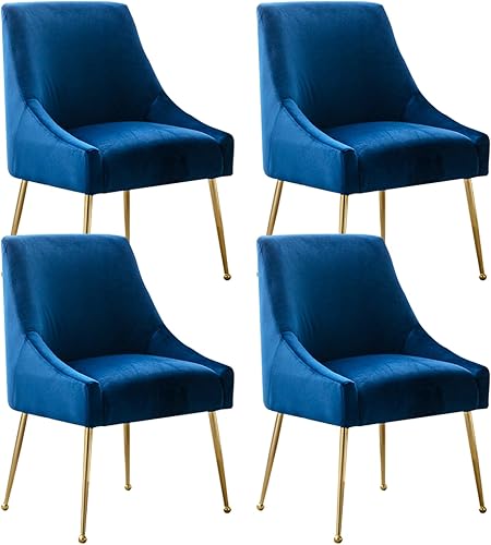 Miniatura 14 de Mid-Century - Juego de 2 sillas de comedor modernas de terciopelo, sillas decorativas tapizadas con mango dorado y patas de metal pulido para