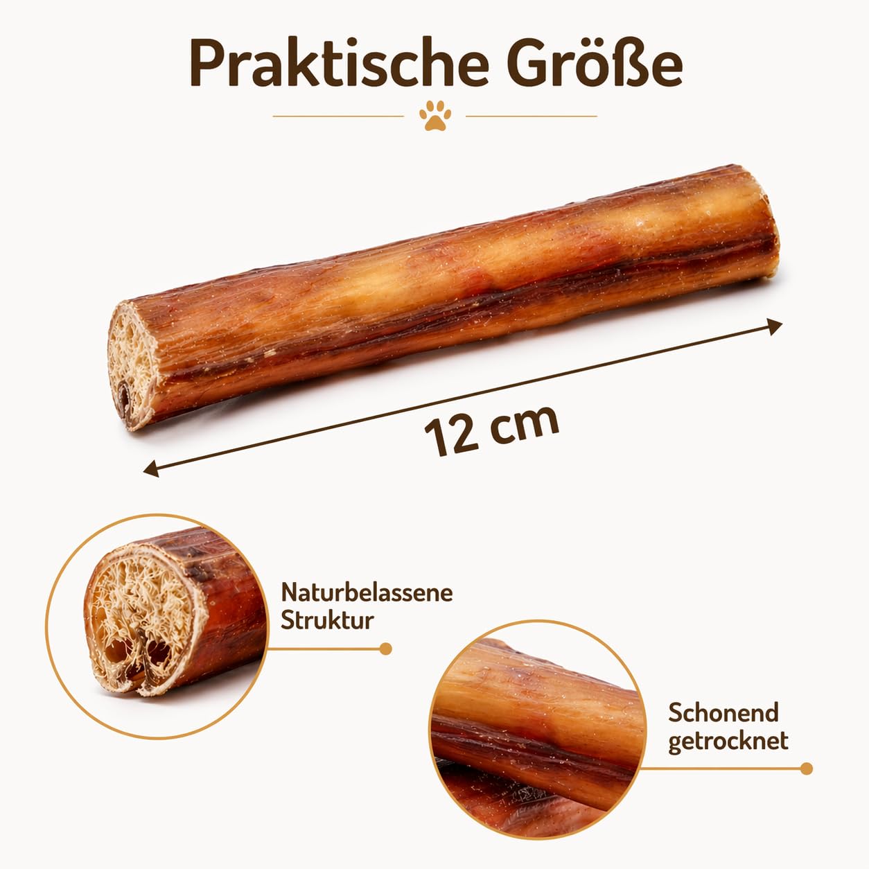 Ochsenziemer 12 cm – 500 g ca. 18 STK. – Natürlicher Kausnack für Hunde – 100 % Rind – Zahnpflege & Beschäftigung – Getrocknetes Kauprodukt – Ohne Zusatzstoffe