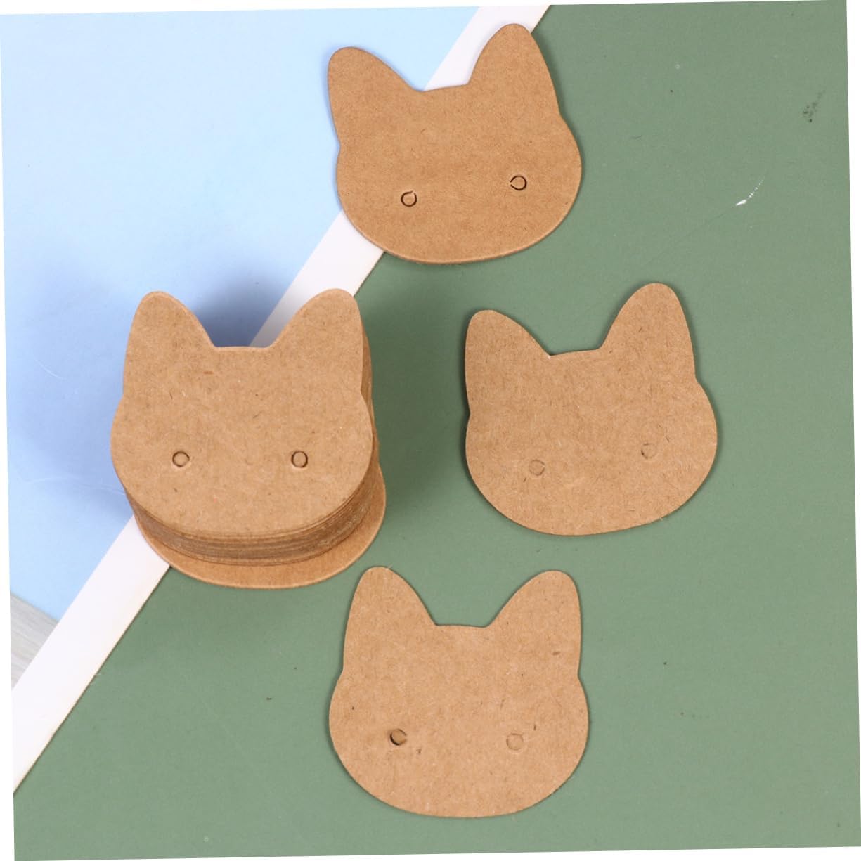 STOBOK 1200pcs Cat Ear Shape Earring Display Cards Kraft Paper Earring Holder Tags for Home Shop Jewelry Organization Cute Design Pre-Cut for Easy Use
