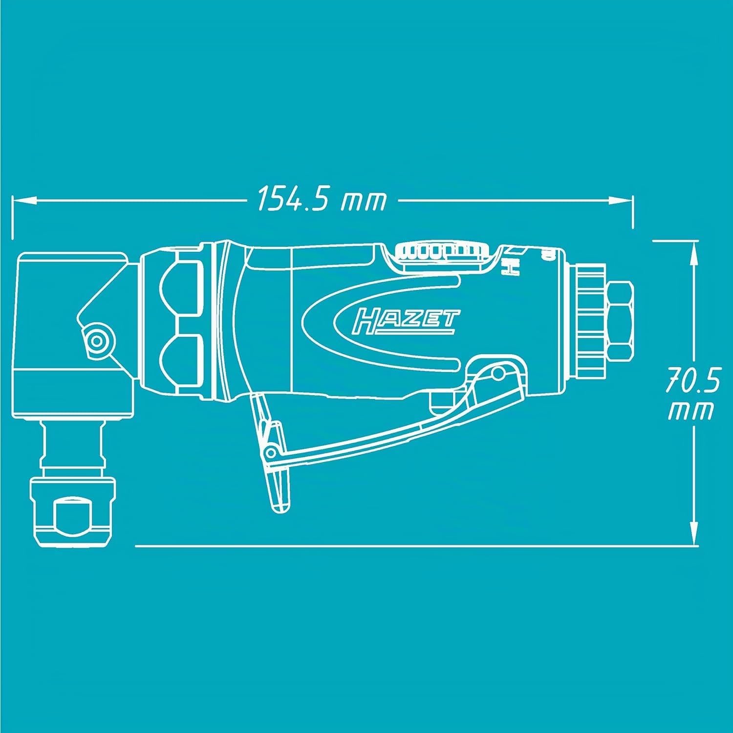 Amoladora de vástago HAZET 9032N-5 I diseño en ángulo para regulación continua de la velocidad, rosca interior de 12,91 mm (1/4″), incl. tapón de acoplamiento I herramienta práctica para lijar