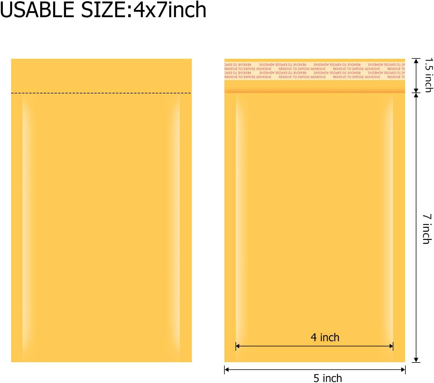 Kraft Bubble Mailer Bulk 50 Pack,High Density Bubble Waterproof Self Seal Adhesive Shipping Bags Protect Your Item Cushioning Padded Envelopes for Shipping Mailing Packaging 5x7" Usable 4x7" - Image 2