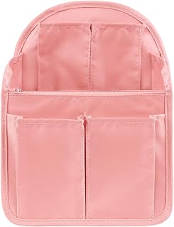 Surblue Backpack Organizer Insert Liner Hanging Travel Rucksack Purse and Handbag Insert Pocket, High-capacity Divider Foldable Nylon Shoulder Bag Organizer for Men and Women, (Purepink, M)