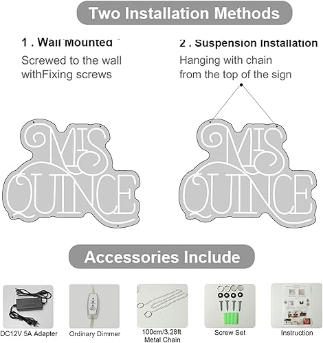 Miniatura 8 de Letrero de neón de membrillo Mis para decoración de pared, letreros de neón personalizados con interruptor regulable para pared de dormitorio,