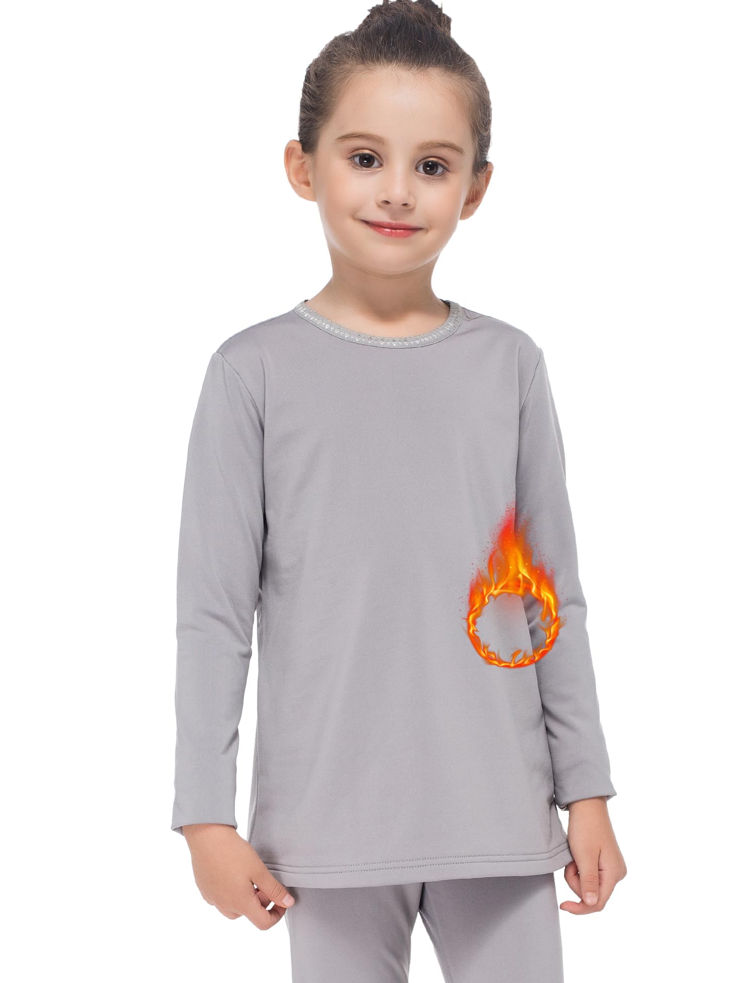 Subuteay Girls Thermal Top Long Sleeve Fleece Lined Base Layer