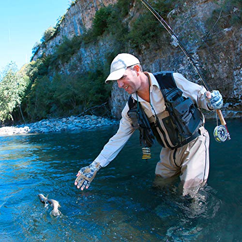 Palmyth Uv Protection Fishing Fingerless Gloves Upf50+ Sun Gloves Men Women For Kayaking, Hiking, Paddling, Driving, Canoeing, Rowing (Water Wave, Small) #TOP3