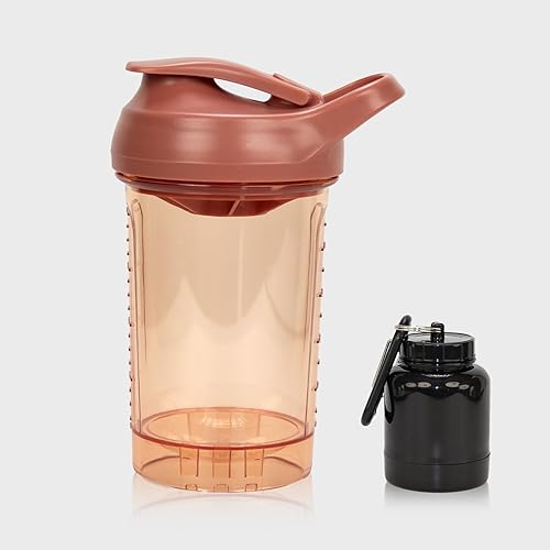 Botella mezcladora de proteínas, taza de proteína a prueba de fugas para gimnasio, fitness y suplementos (1 paquete, naranja)