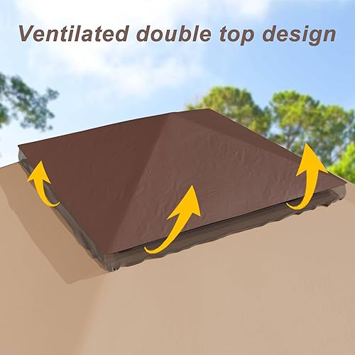 Miniatura 4 de GAOMON Cenador desplegable de 12 x 12 pies, tienda de campaña de doble techo para exteriores con mosquitera, toldo de camping para césped, patio y