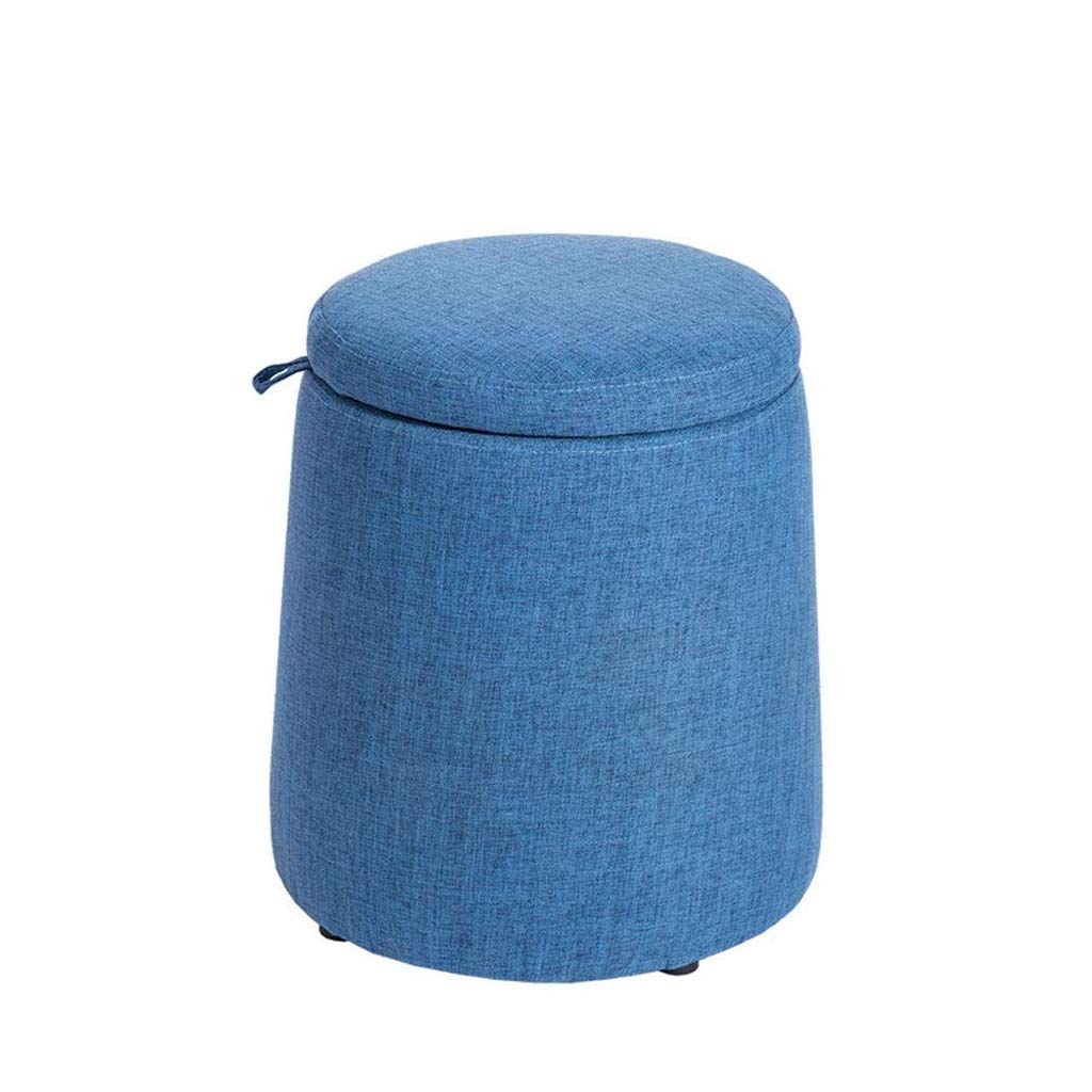 JMTLLSFD Storage Stool, Fabric Small Stool Sofa Stool Household Simple Shoes Bench Ottoman Storage Stool 36×46cm (Color : Blue)