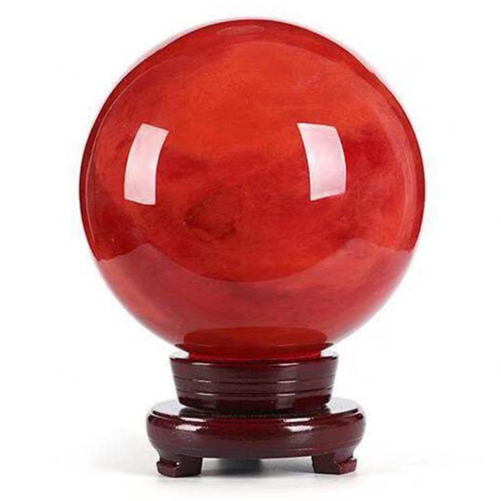 NIBHZ Adorno de Bola de Cristal Adornos de Bolas de Cristal Rojo Natural Cinabrio Feng Shui Adornos de Escritorio Sala de Estar Oficina Estudio Decoración del Hogar Exhibición,6cm