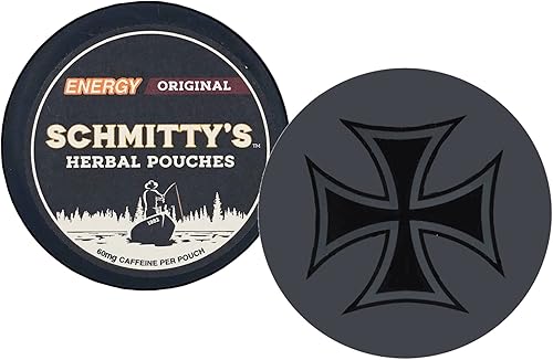 DC Crafts Nation Skin Can Cover Iron Cross with 1 Can Schmitty's Herbal Snuff Original Energy Pouches