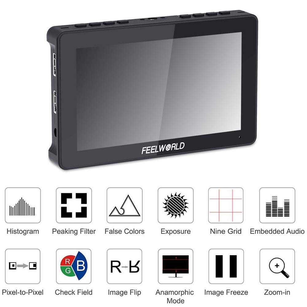 FEELWORLD F5 Pro Camera Field Monitor DSLR 5.5 pollici Touch Screen IPS FHD1920x1080 4K Uscita HDMI braccio inclinabile Potenza Uscita F970 Installare e Kit