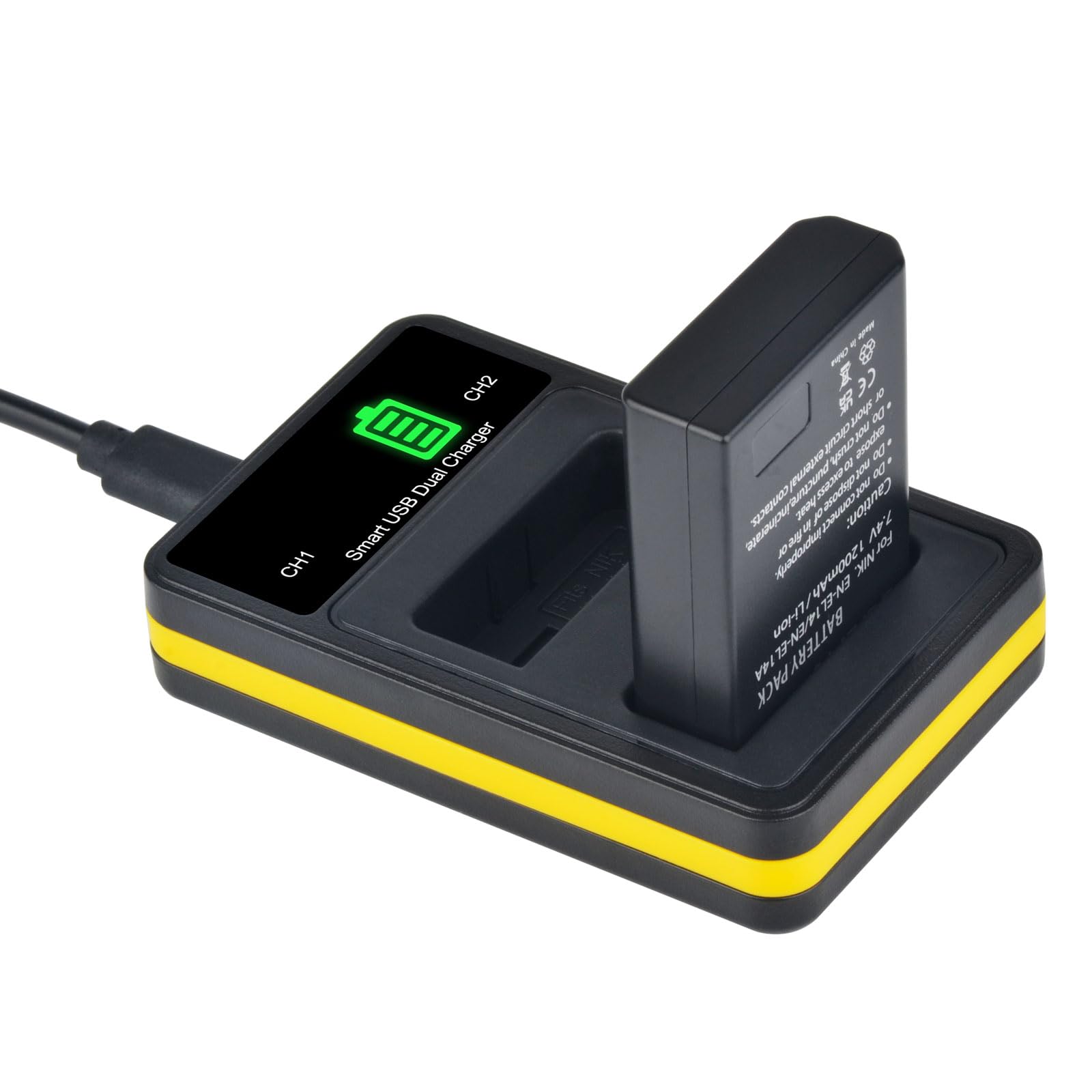 DuraPro 2Pc EN-EL14 EL14A Akku Battery LED Dual Charger für Nikon P7800 7700 7100 7000 D5600